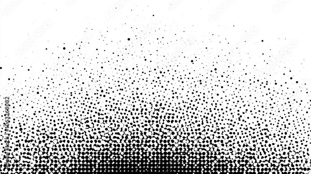 Poster abstract black and white dotted gradient pattern creating a sense of depth and texture.