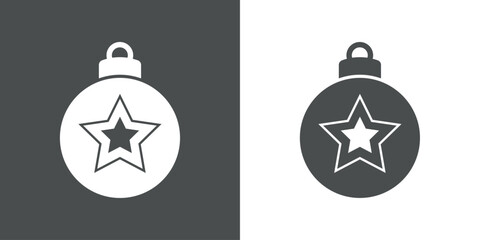 Decoración de Navidad. Logo con silueta de bola de navidad con estrella con línea exterior para tarjetas y felicitaciones