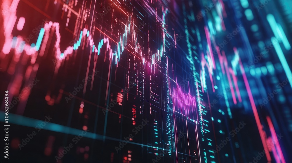 Poster abstract data visualization in vibrant colors