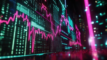 Fototapeta premium Futuristic Data Visualization in Neon Colors