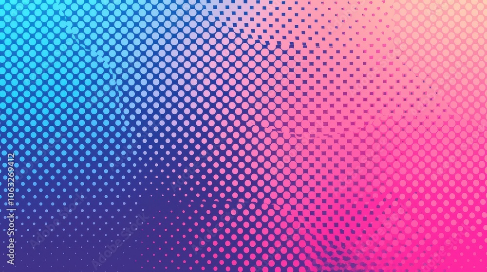 Poster a vibrant gradient of blue to pink dots, creating a dynamic and modern abstract background.