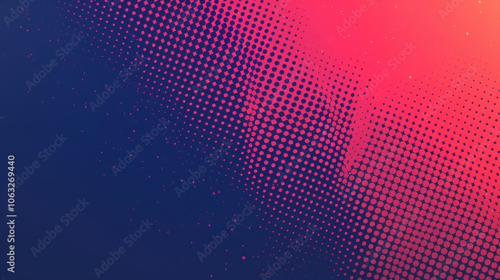 Poster vibrant gradient with a halftone dot pattern showcasing shades of pink and blue, creating a dynamic 