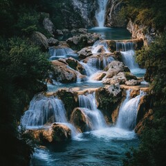 Waterfalls cascading into deep pools