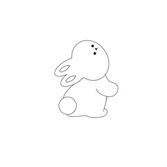 Outline Cute white rabbit, bunny in cartoon style, animal mid autumn decoration, Moon Festival, Chinese Lunar Year of the Rabbit decoration.
