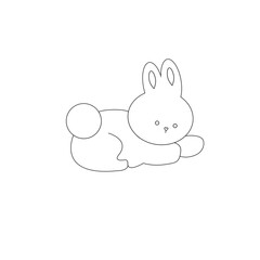 Outline Cute white rabbit, bunny in cartoon style, animal mid autumn decoration, Moon Festival, Chinese Lunar Year of the Rabbit decoration.