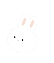 Cute white rabbit, bunny in cartoon style, animal mid autumn decoration, Moon Festival, Chinese Lunar Year of the Rabbit decoration.