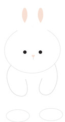 Cute white rabbit, bunny in cartoon style, animal mid autumn decoration, Moon Festival, Chinese Lunar Year of the Rabbit decoration.