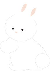 Cute white rabbit, bunny in cartoon style, animal mid autumn decoration, Moon Festival, Chinese Lunar Year of the Rabbit decoration.