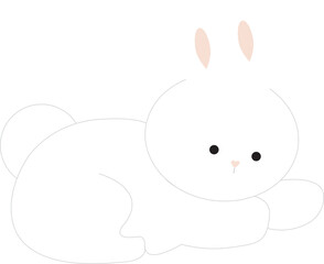 Cute white rabbit, bunny in cartoon style, animal mid autumn decoration, Moon Festival, Chinese Lunar Year of the Rabbit decoration.