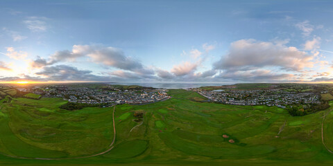 Bude sunrise drone panorama