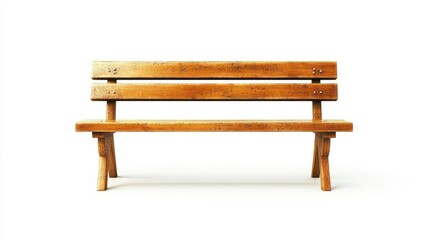 Wooden Bench on White Background for Visual Use