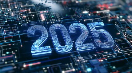 Fototapeta premium Digital Representation of 2025 Highlighting Technology and Innovation
