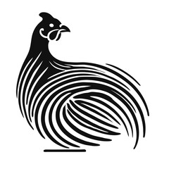 Naklejka premium Stylized guinea fowl outline drawing with artistic design on clear background