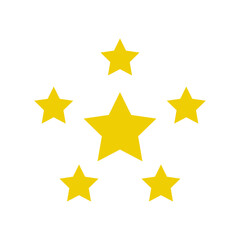 Obraz premium Logo con estrella en el centro de un marco circular de 5 estrellas doradas