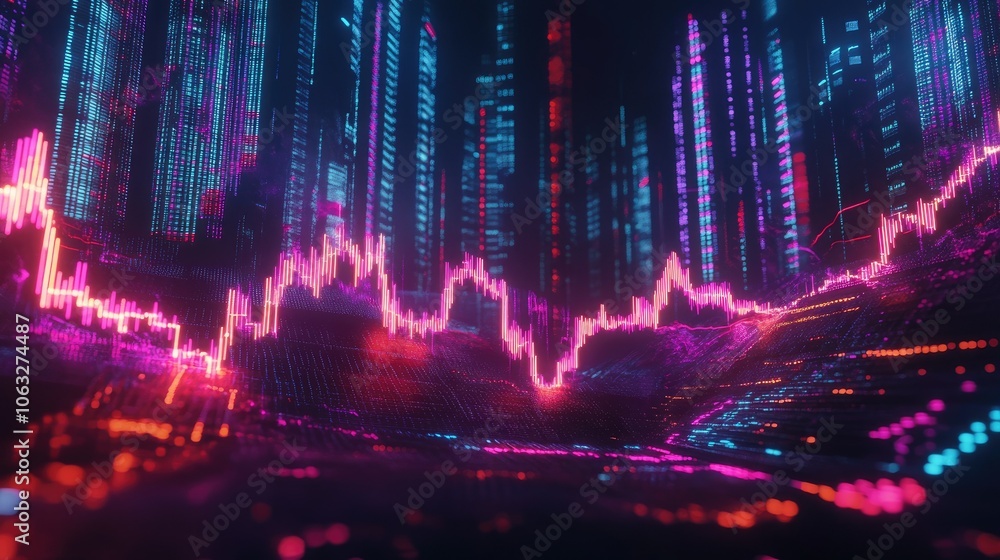 Aufkleber abstract digital data visualization background