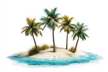 Fototapeta premium A small island with three palm trees