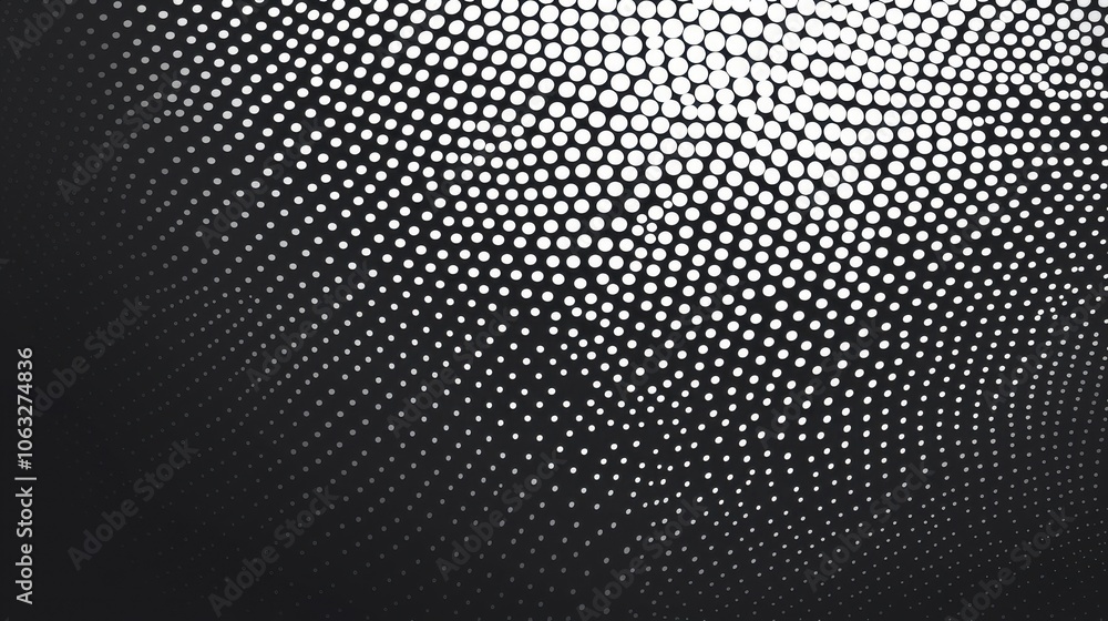 Poster a monochromatic abstract pattern of dots creating a sense of depth and texture, showcasing contrast 