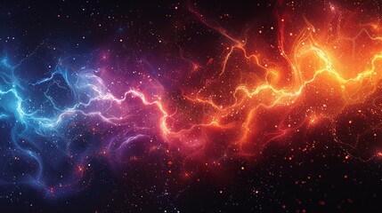 A purple and orange wave with a lot of sparkles