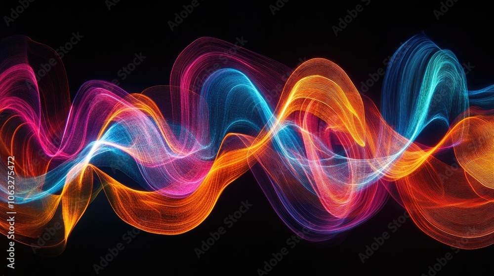 Poster colorful abstract wave patterns in motion