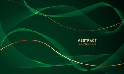 Abstract green gold light luxury wave curve with blank space for text place design modern creative background vector