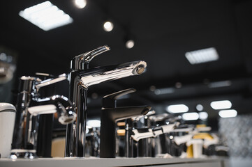 Water faucets in hardware store