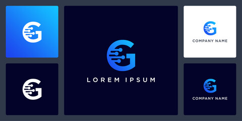 Letter G digital tech logo and icon editable