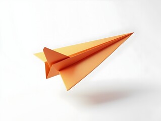 Floating Paper Airplane in Motion on Isolated White Background Symbolizing Creativity and Simplicity