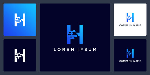 Letter H digital technology logo and icon editable