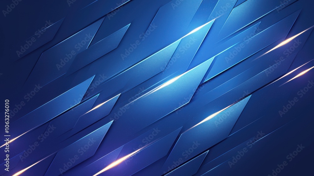 Poster abstract blue geometric background with sharp angles and glowing lines, creating a vibrant and dynam