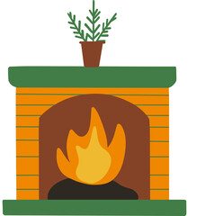Fototapeta premium Hand Drawn Christmas Fireplace Illustration