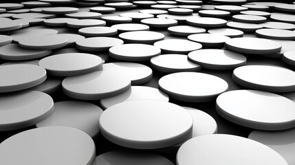 Fototapeta premium Abstract background of white discs in perspective.