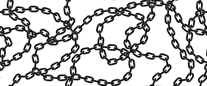 Black chains vector seamless pattern.