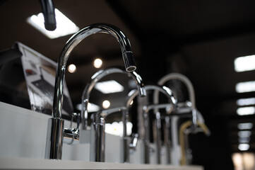 Water faucets in hardware store