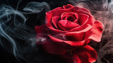 Elegant Red Rose with Smoke Effect