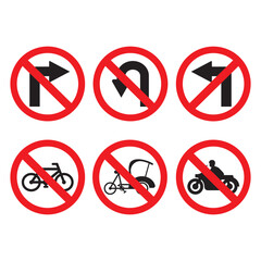 Traffic symbols and prohibition signs design