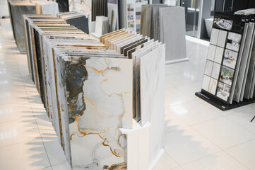 Modern Ceramic tiles Display in the Luxury Shopping Mall. Shopping Mall sell ceramic materials tile