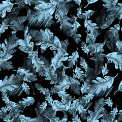 art watercolor pattern with vintage pattern of autumn leaves. Vintage Art Background. Abstract pattern with leaves of oak and birch. Autumn forest design with branches and leaves. Vintage Wind