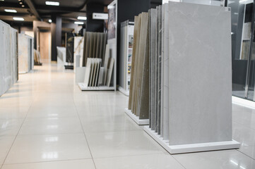 Modern Ceramic tiles Display in the Luxury Shopping Mall. Shopping Mall sell ceramic materials tile