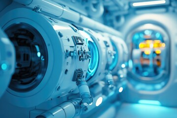 A room filled with various industrial machinery, ideal for business or technology-related use