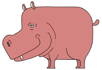 動物キャラクターイラスト - 動物・哺乳類・アニマル・カバ・ヒポポタマス