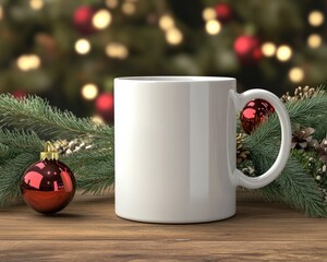 Mockup of blank Christmas Mug Mockup,