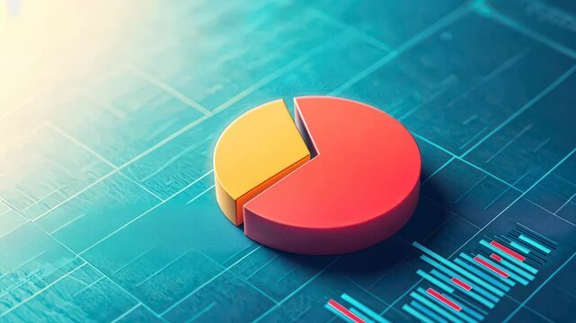 A vibrant pie chart on a digital background, data analysis and business statistics visually