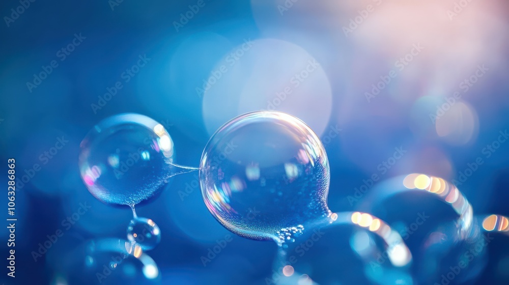 Poster soap bubbles blue gradient macro. abstract modern creative dispersion effect blending color spectrum