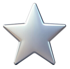 Sleek and silver shiny star isolated on transparent background