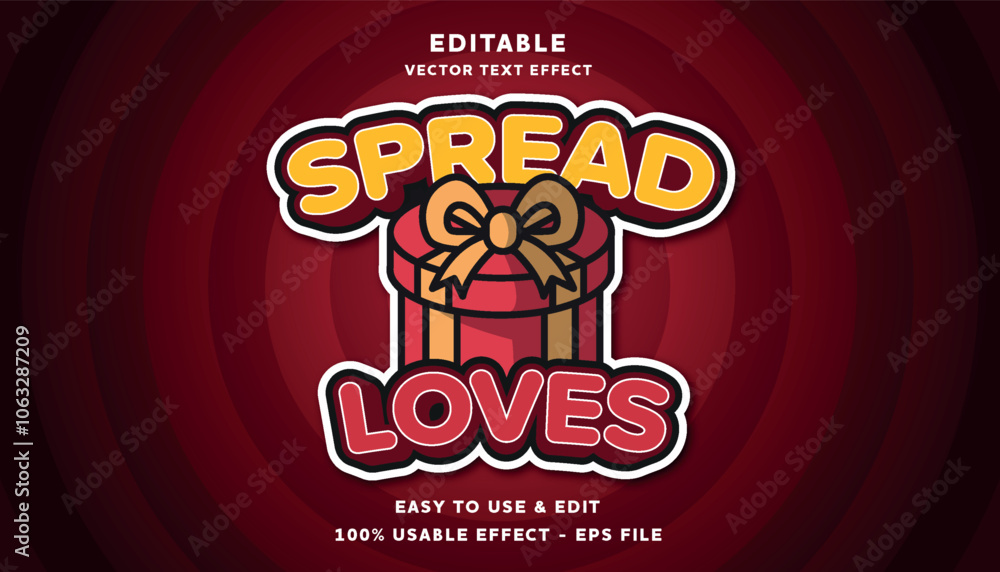 Poster spread loves editable text effect with modern and simple style