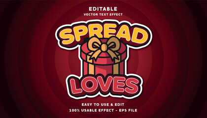 spread loves editable text effect with modern and simple style