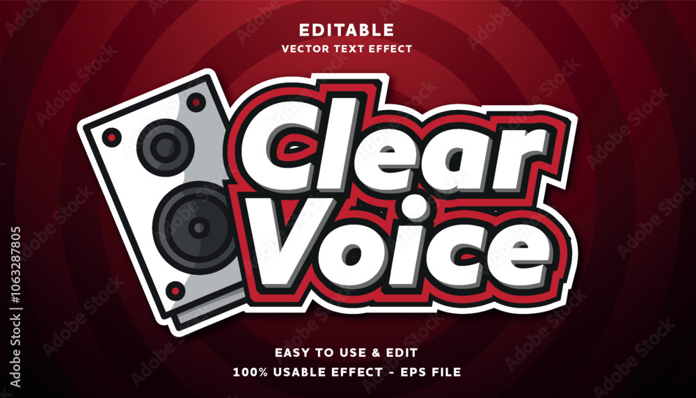 Poster clear voice editable text effect with modern and simple style