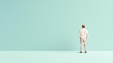 Obraz premium Entrepreneur overlooking blueprint, balancing innovation with actionable planning