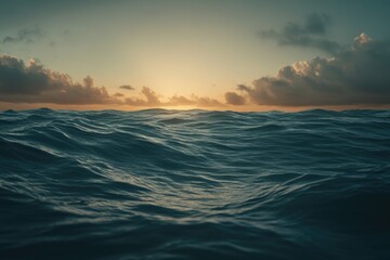 Obraz premium A serene scene of the sunset over the ocean waves