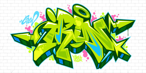 Obraz premium Cool Hip Hop Abstract Word Iron Graffiti Style Font Lettering Vector Illustration Template Art